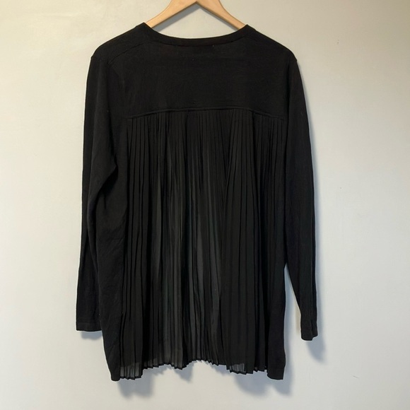 Sandro Silk Cotton cashmere blend Black pleated back open cardigan - Picture 7 of 7